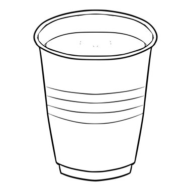 Plastik bardak çizimi el izole edilmiş vektörü çizer