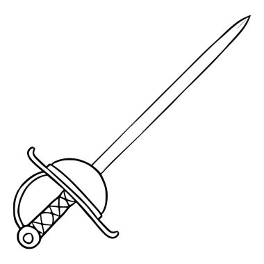 rapier illüstrasyon el çizimi izole vektör