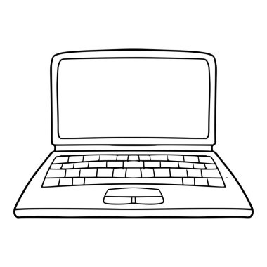 dizüstü bilgisayar çizimi elle izole edilmiş vektörü çizer