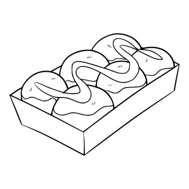 Takoyaki illüstrasyon eli izole edilmiş vektörü çizer