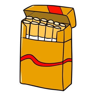 Bir paket sigara illüstrasyon el çizimi izole vektör