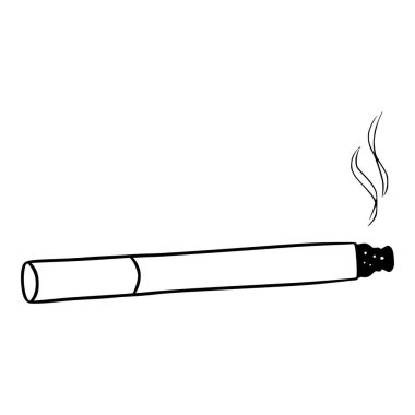 sigara ve duman illüstrasyonu el çizimi izole vektör çizimi