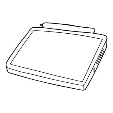 tablet illüstrasyon el çizimi izole vektör