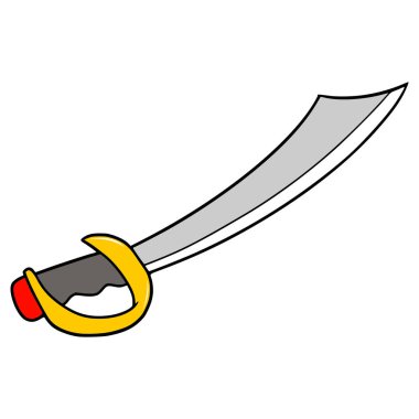 korsan kılıcı çizimi elle izole edilmiş vektör