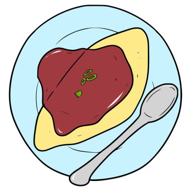 omurice on the plate illustration hand drawn isolated vector clipart