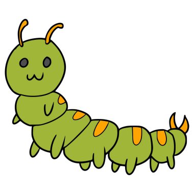 Yeşil tırtıl çizimi elle izole edilmiş vektör