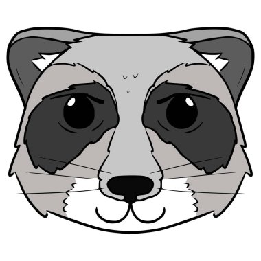 Rakun kafa simgesi çizimi elle izole edilmiş vektör