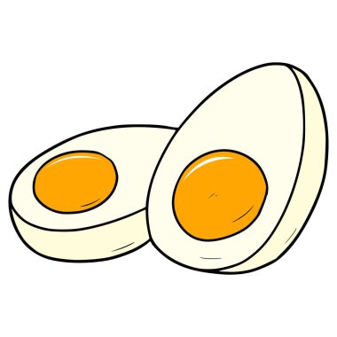 Haşlanmış yumurta çizimi elle izole edilmiş vektör