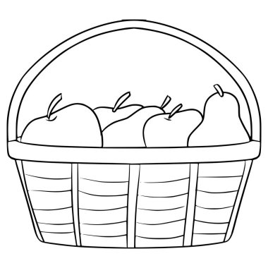 meyve sepeti çizimi el çizimi taslak vektörü