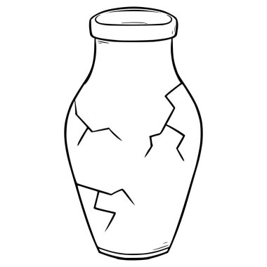 cracked vase illustration hand drawn outline vector clipart