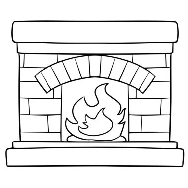 Sıcak şömine çizimi el çizimi ana hat vektörü