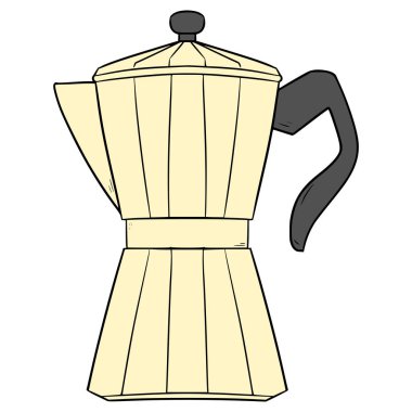 Moka pot illüstrasyon el çizimi izole vektör