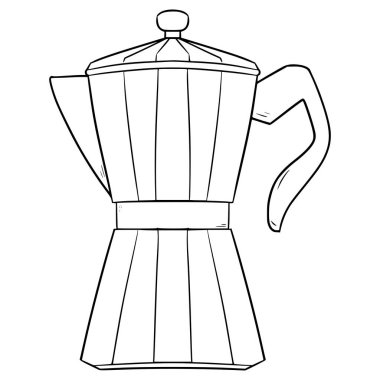 moka pot illüstrasyon el çizimi ana hat vektörü