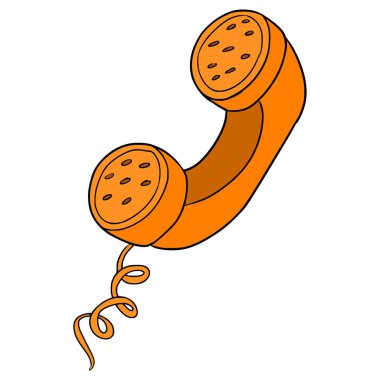 turuncu telefon saplı çizim el izole vektörü