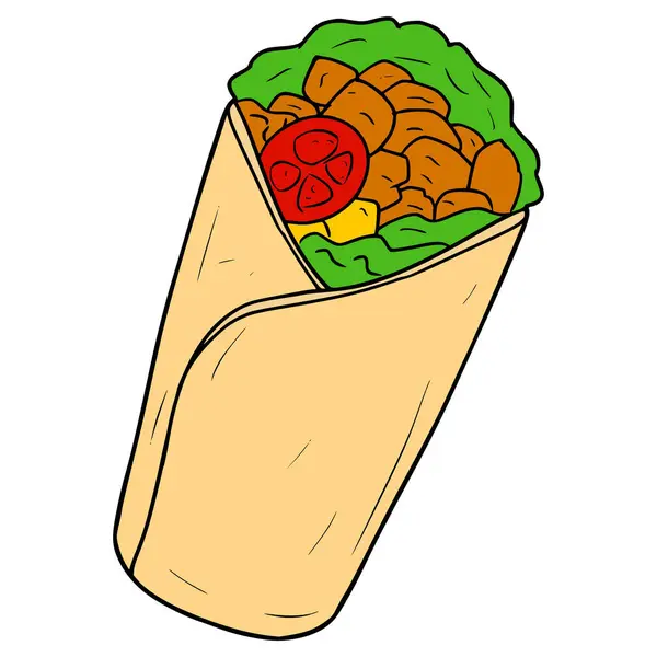 Lezzetli kebap çizimi el yalıtılmış vektör çizimi