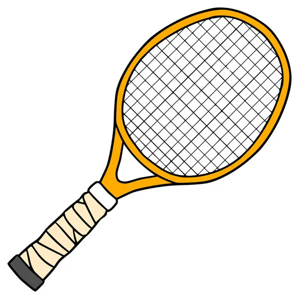 Tenis raketi çizimi elle izole edilmiş vektör