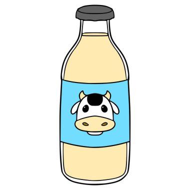 şişe sütü illüstrasyonu el çizimi izole vektör