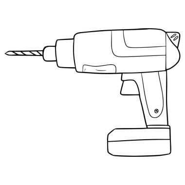 elektrikli matkap çizimi el çizimi ana hat vektörü