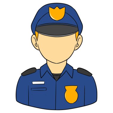 Kimliği belirsiz adam polis çizimi izole edilmiş vektör çizdi