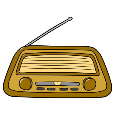 Klasik radyo illüstrasyon el çizimi izole vektör