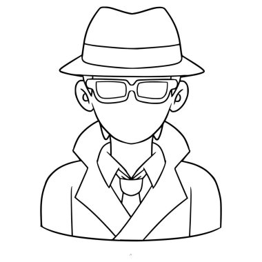 Yüzü olmayan dedektif çizimi el çizimi taslak vektör