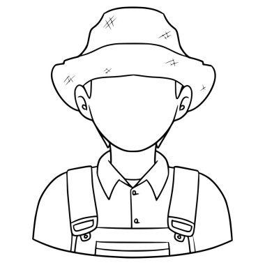 Yüzsüz adam çiftçi çizimi el çizimi taslak vektör