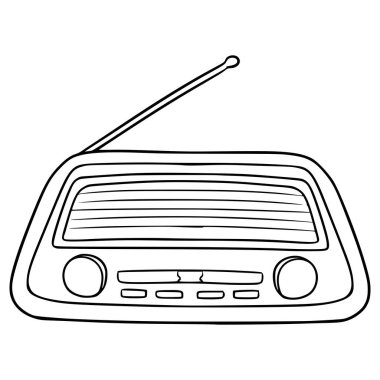 Klasik radyo illüstrasyon el çizimi ana hat vektörü