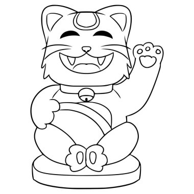Maneki neko illüstrasyon el çizimi taslak vektörü