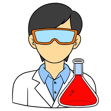 Yüzü olmayan bilim adamı çizim elle izole edilmiş vektör