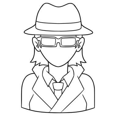 Yüzsüz kadın dedektif çizimi el çizimi taslak vektör