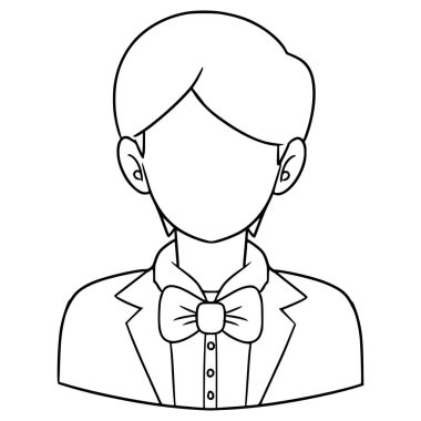 Smokinli yüzsüz adam çizilmiş el çizimi taslak vektörü