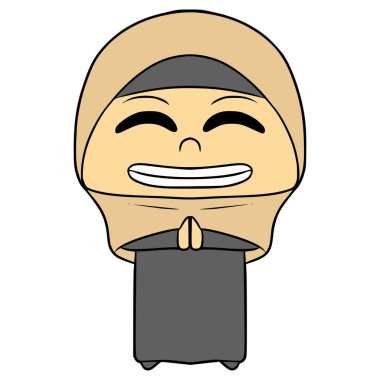 Müslüman kız selamlar Ramazan resimli el izole edilmiş vektör çizdi