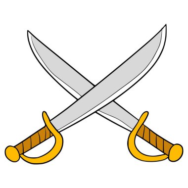 çapraz kılıç çizimi elle izole edilmiş vektör