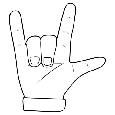 El ikonu çizim el çizimi ana hatlı vektörünü seviyorum