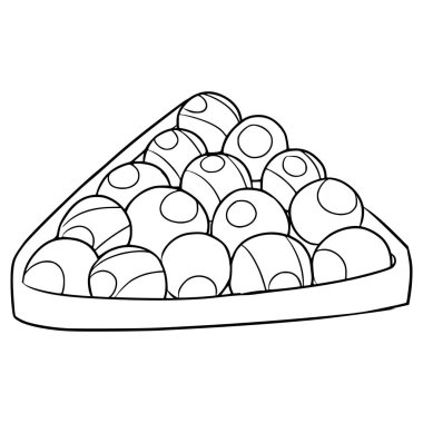 8 bilardo topu raf çizimi el çizimi ana hatlı vektör