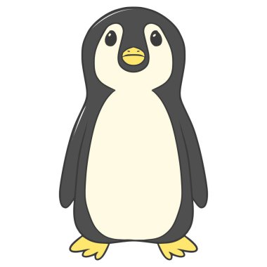 Penguen çizimi elle izole edilmiş vektör