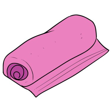 Pembe havlu illüstrasyonu el çizimi izole vektör