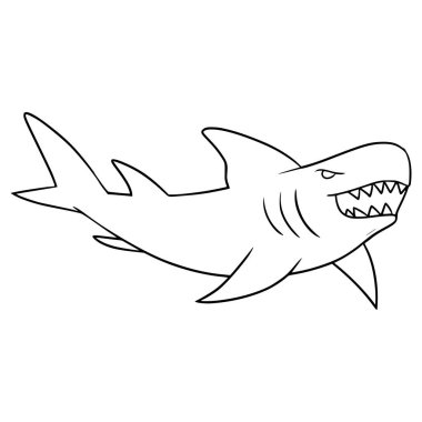 Köpekbalığı çizimi el çizimi ana hat vektörü