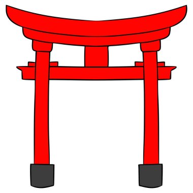 Torii kapısı illüstrasyon el çizimi izole vektör