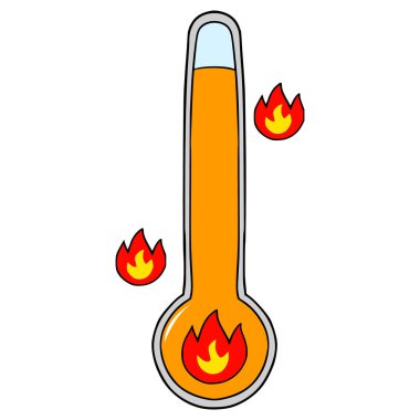 termometre sıcak illüstrasyon el izole vektörü çizdi