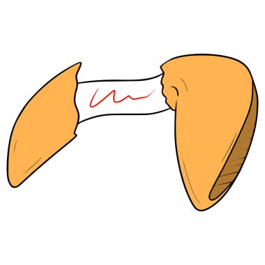 Kırılmış ya da açılmış şans kurabiyesi çizimi elle izole edilmiş vektör