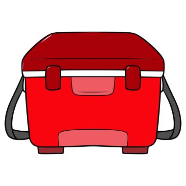 kırmızı buz kutusu çizimi elle izole edilmiş vektör