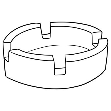 kül tablası ilsutasyonu el çizimi ana hat vektörü