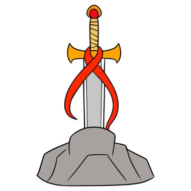  Excalibur illüstrasyon el çizimi izole vektör