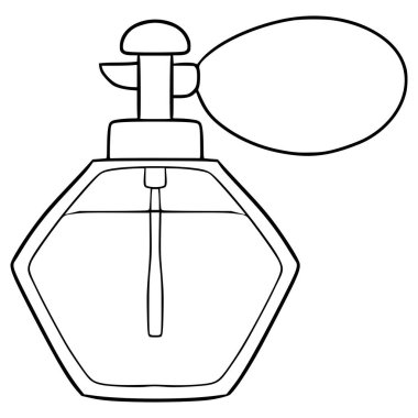 Klasik parfüm şişesi illüstrasyon el çizimi taslak vektör