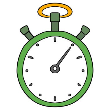 yeşil analog kronometre çizim el izole vektörü