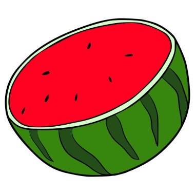 dilimlenmiş karpuz çizimi el izole edilmiş vektör