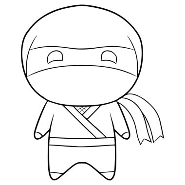 Cute ninja illustration hand drawn outline vector clipart