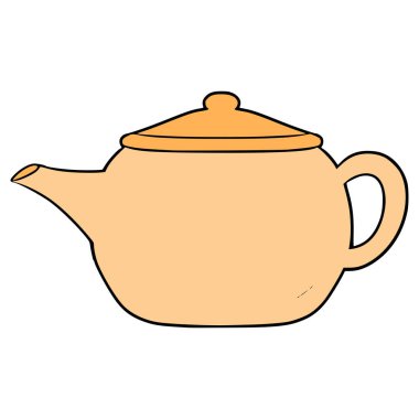 seramik çaydanlık resimli el izole edilmiş vektörü çizdi