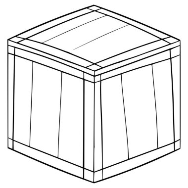 ahşap kutu çizimi el çizimi ana hat vektörü